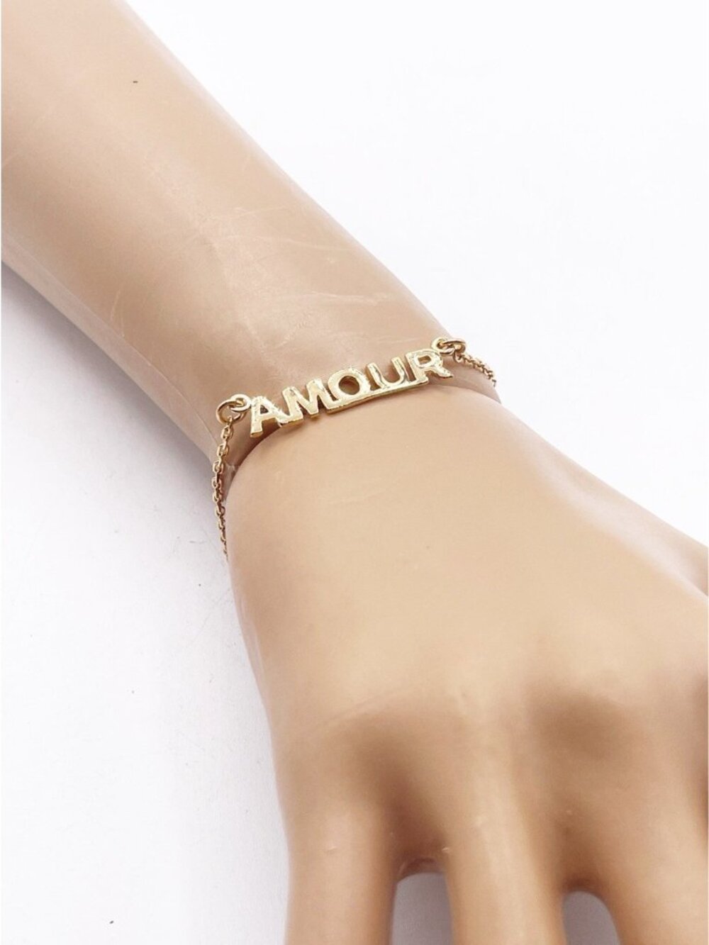 Vanessa Mooney AMOUR Gold Tone Word Bracelet Toggle Clasp w/ Box Gift For Her
